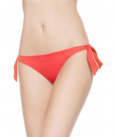 Tankinis Womens Cheeky Bottom Tieside Brazilian Bikini Briefs Sweetheart Hipster - Living Coral - CG18XNGGS7A $30.62