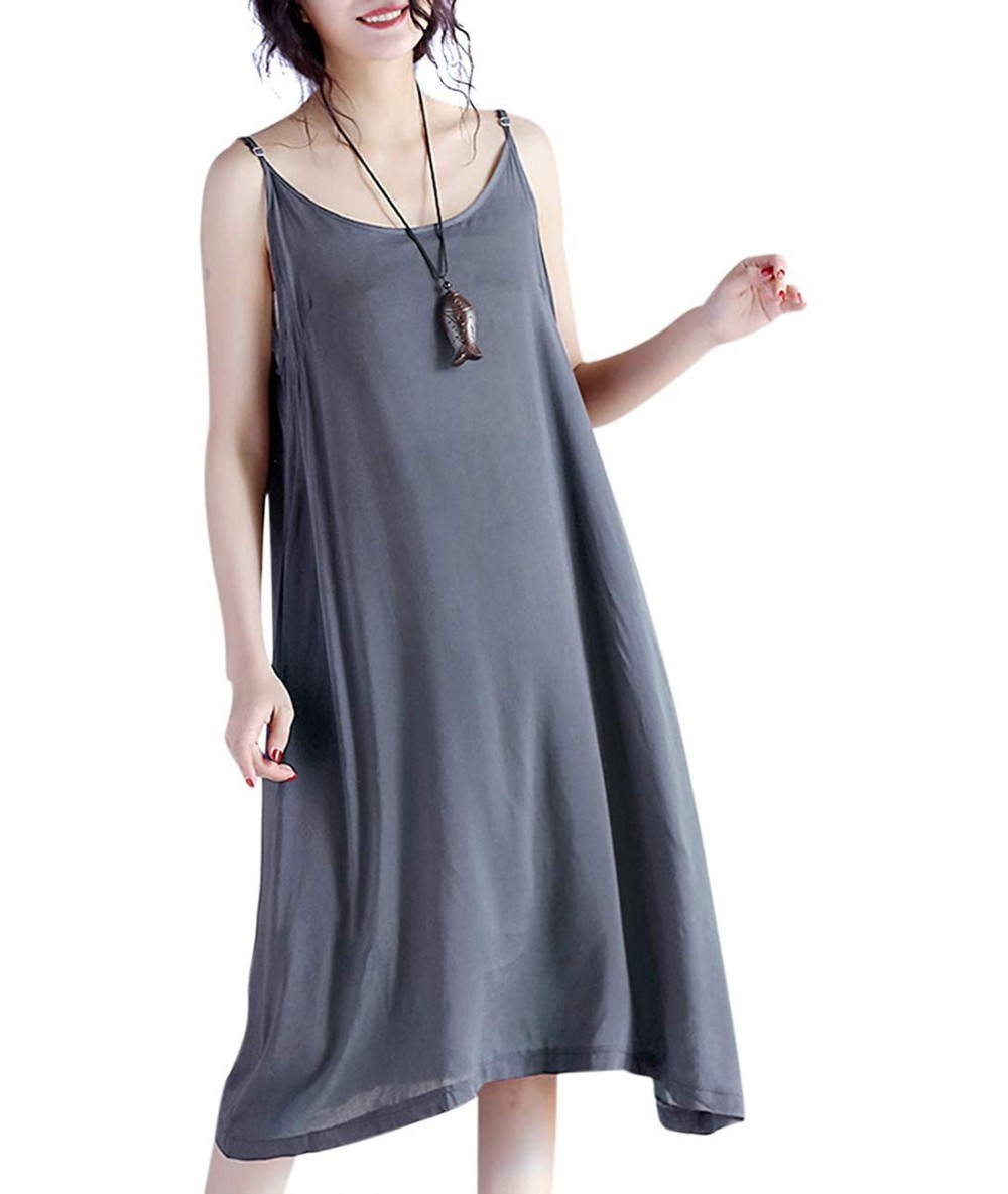 Cover-Ups Women Casual Loose Summer Slip Dresses Beach Cover up Plain Night Sleep Dress XS-5X JEL - Jel Grey - CQ18TLK8KGS $4...