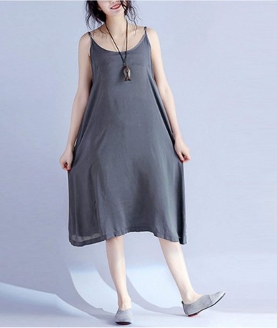 Cover-Ups Women Casual Loose Summer Slip Dresses Beach Cover up Plain Night Sleep Dress XS-5X JEL - Jel Grey - CQ18TLK8KGS $4...