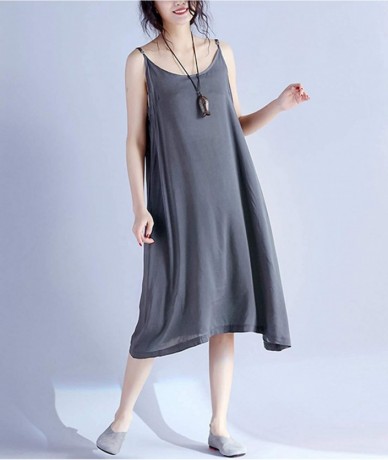 Cover-Ups Women Casual Loose Summer Slip Dresses Beach Cover up Plain Night Sleep Dress XS-5X JEL - Jel Grey - CQ18TLK8KGS $4...