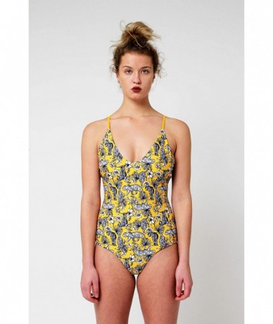 One-Pieces Women's Swimsuit- Fashion One Piece Bathing Suit Tank - Lemon - CQ18ROAWGXR $33.53