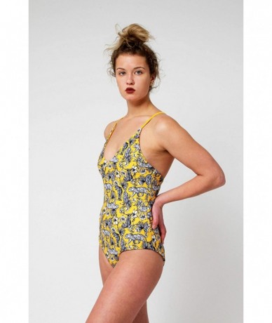 One-Pieces Women's Swimsuit- Fashion One Piece Bathing Suit Tank - Lemon - CQ18ROAWGXR $33.53