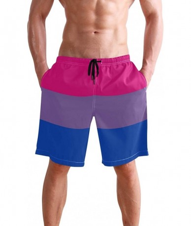 Board Shorts Men's Quick Dry Swim Trunks with Pockets Brazil Flag Beach Board Shorts Bathing Suits - Bisexual Pride Flag - CE...