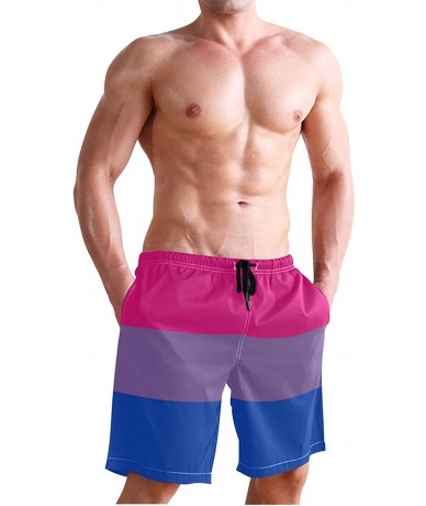 Board Shorts Men's Quick Dry Swim Trunks with Pockets Brazil Flag Beach Board Shorts Bathing Suits - Bisexual Pride Flag - CE...