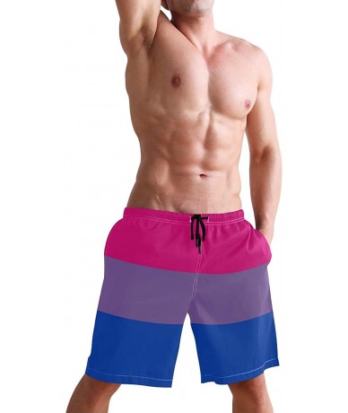 Board Shorts Men's Quick Dry Swim Trunks with Pockets Brazil Flag Beach Board Shorts Bathing Suits - Bisexual Pride Flag - CE...