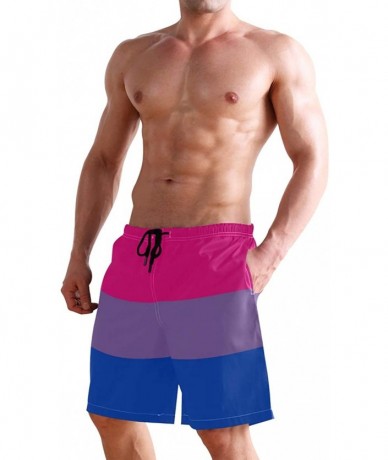 Board Shorts Men's Quick Dry Swim Trunks with Pockets Brazil Flag Beach Board Shorts Bathing Suits - Bisexual Pride Flag - CE...