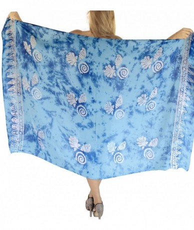 Cover-Ups Women Plus Size Beach Cover Up Pareo Canga Swimsuit Sarong Hand Paint A - Turquoise_t23 - CQ121U7MXWL $23.90