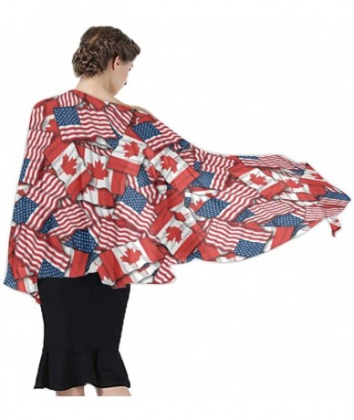 Cover-Ups Women Luxury Chiffon Swimwear Cover Up- Oversize Beach Sarong Shawl Wrap - Canadian American Flag Pattern - CQ19C4W...