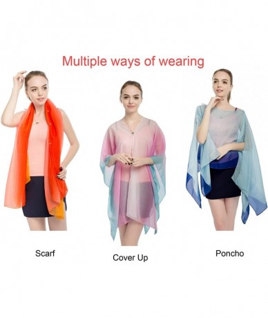 Cover-Ups Women's Chiffon Scarve Shawls Wraps Floral Poncho Bikini Cover up Tops - Stripe Black - CA18SX3NEUU $24.31