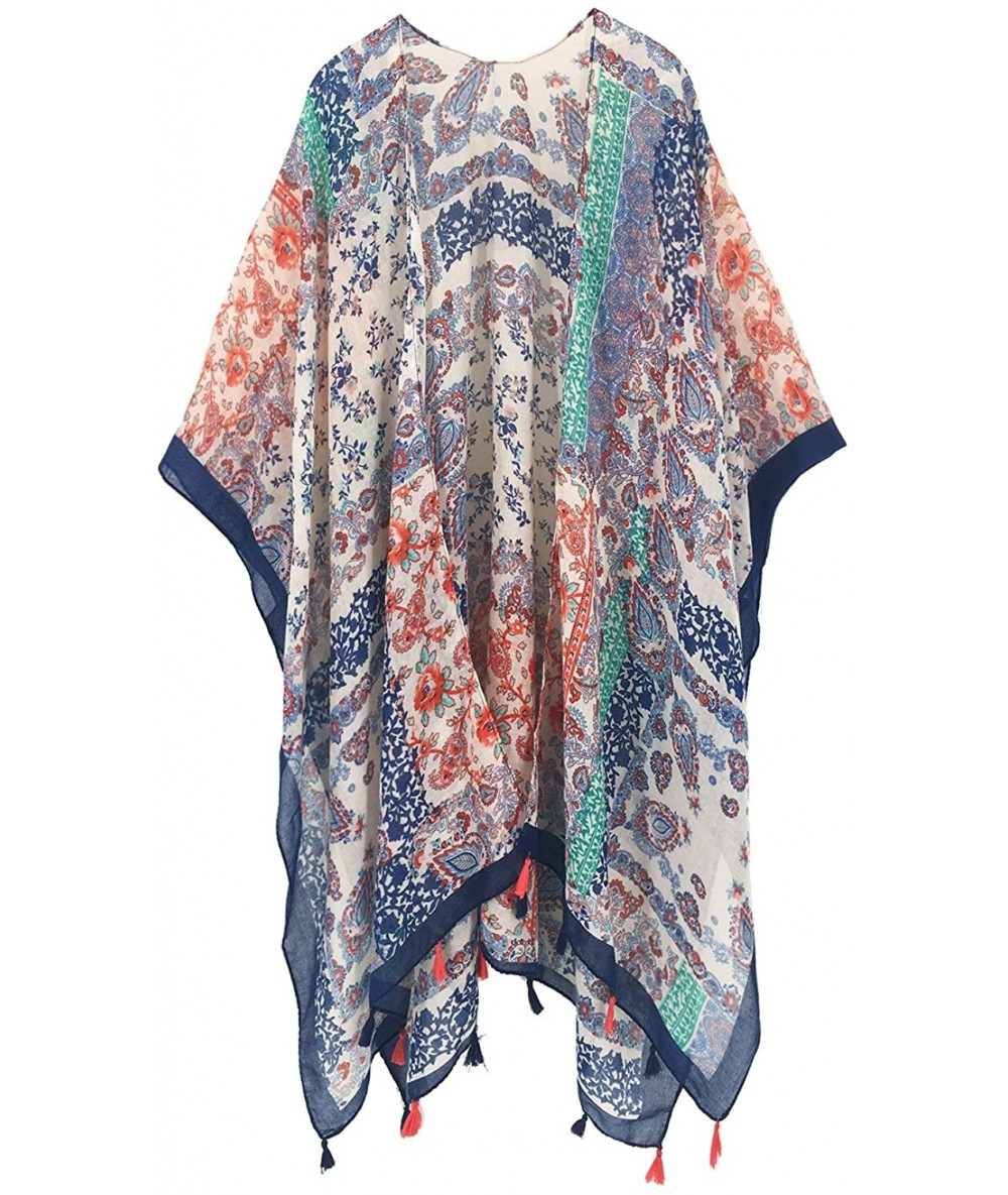 Cover-Ups Women's Beach Cover up Swimsuit Kimono Cardigan with Bohemian Floral Print - A Multi Flower - CZ18EKUI2ZQ $42.69