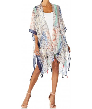 Cover-Ups Women's Beach Cover up Swimsuit Kimono Cardigan with Bohemian Floral Print - A Multi Flower - CZ18EKUI2ZQ $42.69