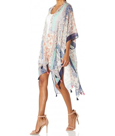 Cover-Ups Women's Beach Cover up Swimsuit Kimono Cardigan with Bohemian Floral Print - A Multi Flower - CZ18EKUI2ZQ $42.69