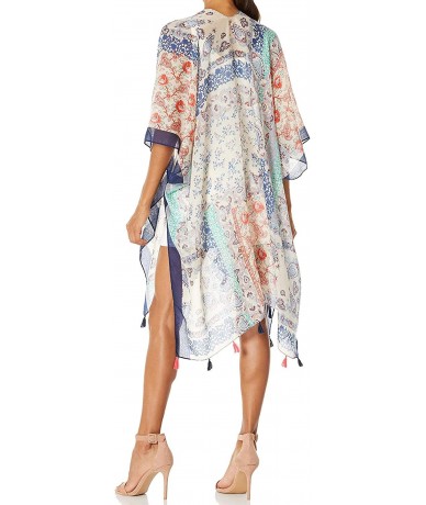 Cover-Ups Women's Beach Cover up Swimsuit Kimono Cardigan with Bohemian Floral Print - A Multi Flower - CZ18EKUI2ZQ $42.69