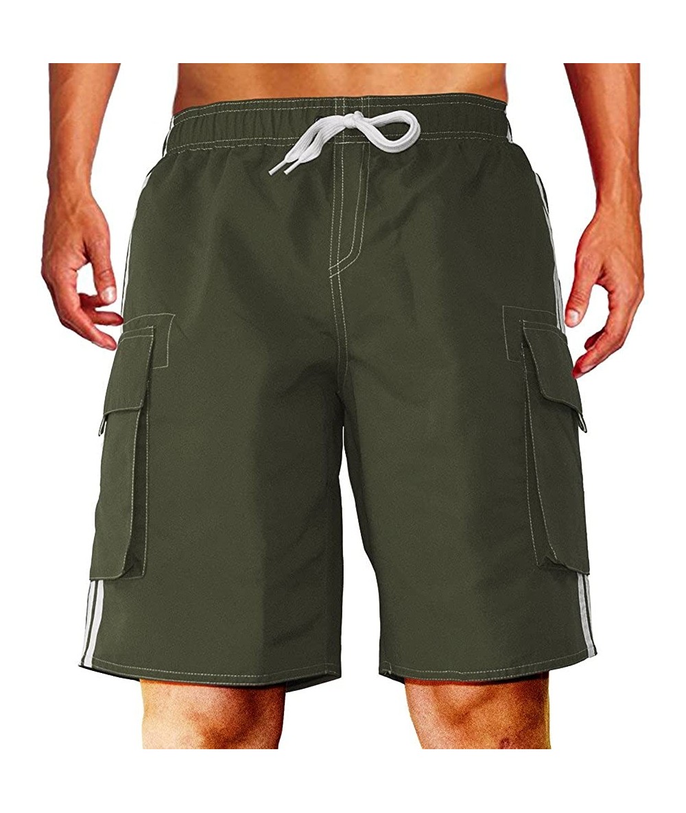 Board Shorts Men's Barracuda Quick Dry Swim Trunks Beach Shorts Board Shorts with Mesh Lining Support - Green - CF18CTZYIZ6 $...