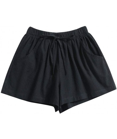 Board Shorts Pocketed Drawstring Loose Fit Shorts for Women Plus Size - Black - CL199NC9L8E $23.92