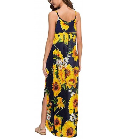 Cover-Ups Women's Summer Casual Sleeveless V Neck Strappy Split Loose Dress Beach Cover Up Long Cami Maxi Dresses with Pocket...