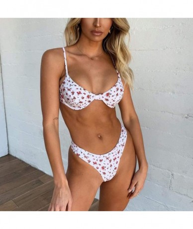 Sets Bikini 2 Piece Set Triangle Bra High Waist Cheeky Underwear Sexy Swimsuit Spa - White - CE193LN7YLG $17.83