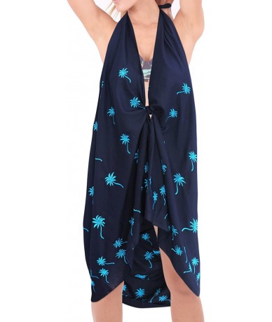 Cover-Ups Women's Swimsuit Cover Up Sarong Bikini Pareo Beach Wrap Embroidered - Navy Blue_l573 - C112J62GMOH $25.78