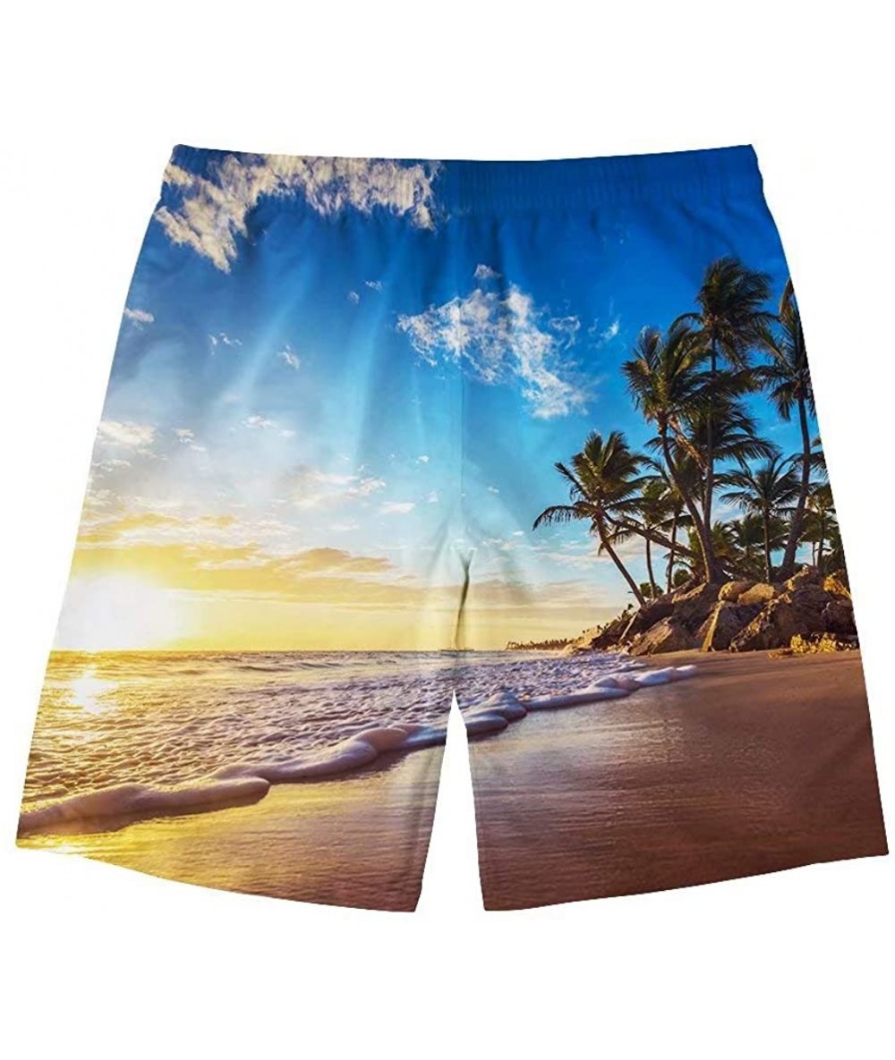 Board Shorts Men's Board Shorts Hawaiian Swim Trunks Coconut Tree Print Swimsuits - Coconut Tree 4 - C618R3Q0DZC $42.80