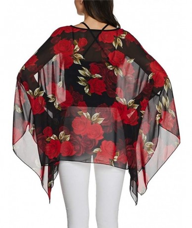 Cover-Ups Batwing Tops for Women Summer Bohemian Chiffon Blouse Floral Loose Shirt Beach Tunic Tops - 02-066 - CT194KDL7QM $2...