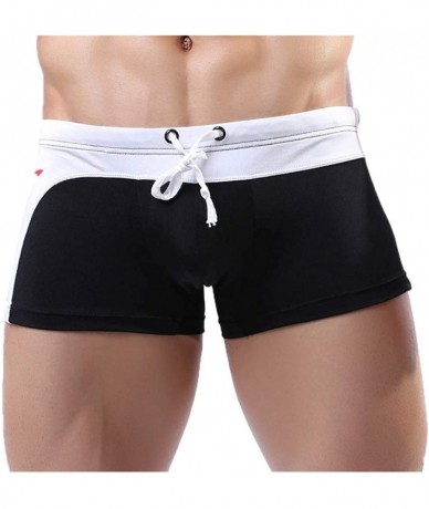 Trunks Men's Swim Trunks Quick Dry Pulling Rope Slim Fit Swimming Shorts Beach Swimwear Bathing Suits - Zz-black - CB196IGMO8...