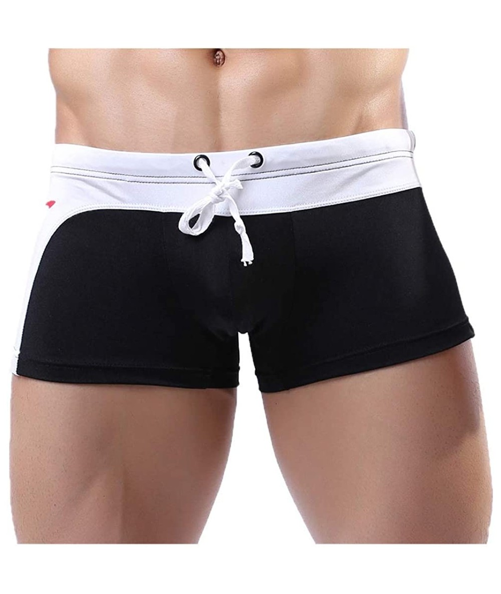 Trunks Men's Swim Trunks Quick Dry Pulling Rope Slim Fit Swimming Shorts Beach Swimwear Bathing Suits - Zz-black - CB196IGMO8...