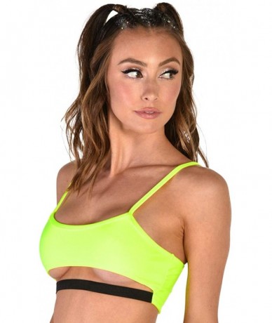 Tops Women's Underboob Cutout Crop Top Bralette - Neon Dreamz - CP18M7WIUC4 $50.89