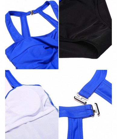 Sets Women's One Piece Pure Color V Neck Tummy Control Swimsuits Swimming Suit Bathing Suits Monokinis - A-blue - C618979N2NK...