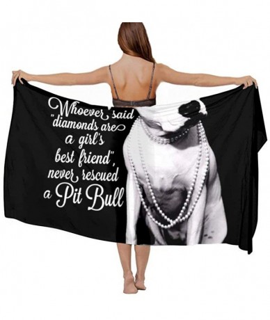 Cover-Ups Women Girl Fashion Chiffon Scarf Bikini Cover Up Summer Beach Sarong Wrap - Pitbull Pit Bulls Dog Black - CP19C6N62...