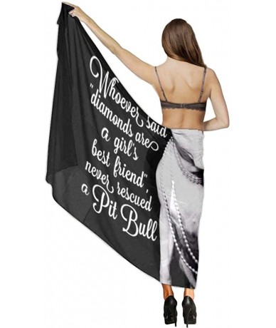 Cover-Ups Women Girl Fashion Chiffon Scarf Bikini Cover Up Summer Beach Sarong Wrap - Pitbull Pit Bulls Dog Black - CP19C6N62...