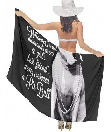 Cover-Ups Women Girl Fashion Chiffon Scarf Bikini Cover Up Summer Beach Sarong Wrap - Pitbull Pit Bulls Dog Black - CP19C6N62...