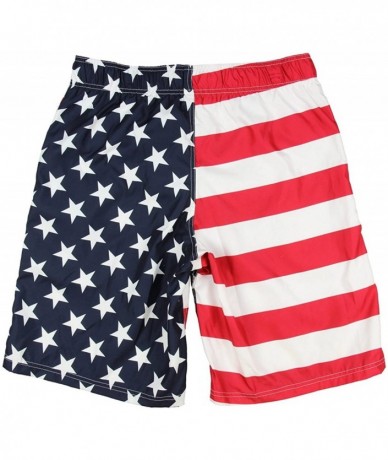 Trunks Men's Faded Patriotic Glory USA American Flag Swim Trunks - Red White Blue - CA11TDC1FB1 $35.21