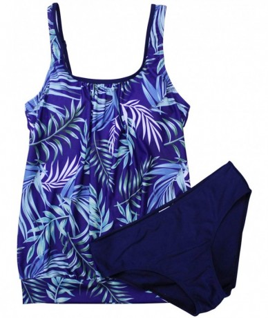 Sets Women's Floral Print Tankini Backless Swimsuit deep v Neck Plus Size Swimwear - S-print4 - CI192C3908K $58.50