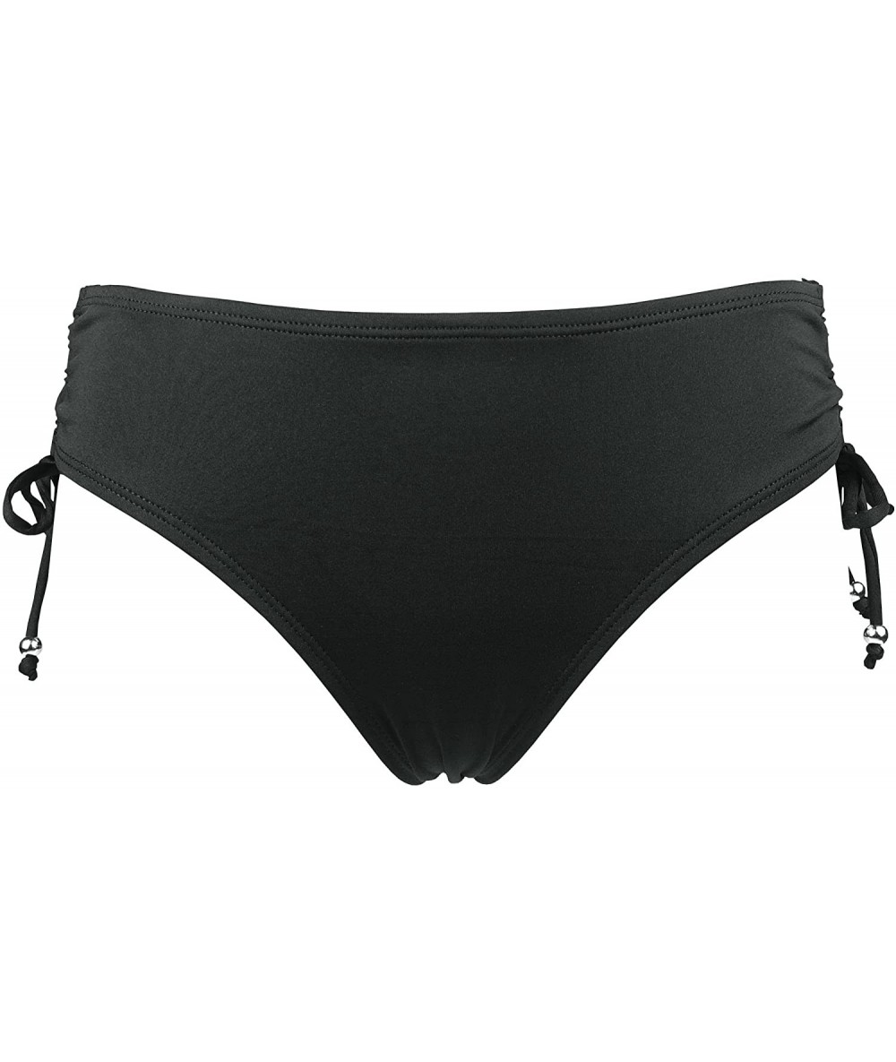 Bottoms Women's Black Solids Tone Bikini Bottom Side-Twist Hipster Swim Brief(FBA) - Black - C212O537BJM $28.16