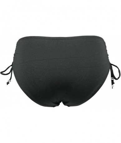 Bottoms Women's Black Solids Tone Bikini Bottom Side-Twist Hipster Swim Brief(FBA) - Black - C212O537BJM $28.16