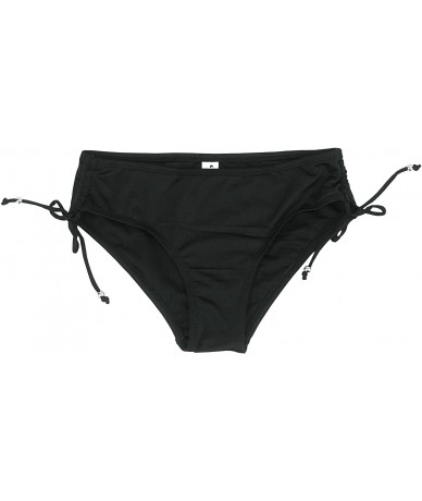 Bottoms Women's Black Solids Tone Bikini Bottom Side-Twist Hipster Swim Brief(FBA) - Black - C212O537BJM $28.16