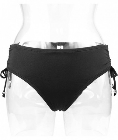 Bottoms Women's Black Solids Tone Bikini Bottom Side-Twist Hipster Swim Brief(FBA) - Black - C212O537BJM $28.16