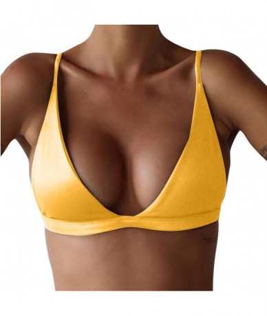 Sets Women's Sexy Padded Push Up Bikini Set Halter Bathing Suits Two Pieces Swimsuit Swimwear Top Bandeau Beachwear Yellow - ...