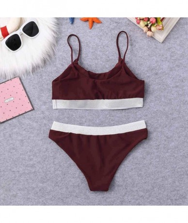 Bottoms Women One Piece Swimsuit High Neck Plunge Mesh Ruched Monokini Swimwear - E-winered - CW194EAKUX8 $28.72