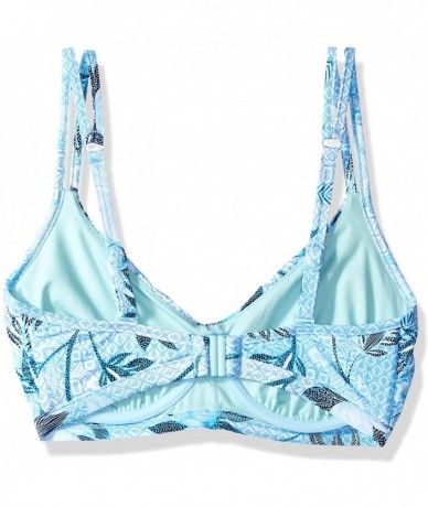 Tops Women's F Cup Bralette Bikini Top Swimsuit with Double Straps - Bali Hai Iceberg - CR187MTNTI9 $76.19