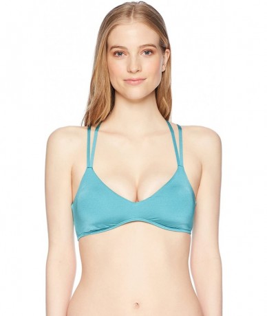 Tops Women's Solid Strappy Bralette Bikini Top - Teal - CW185QIIEYH $50.69