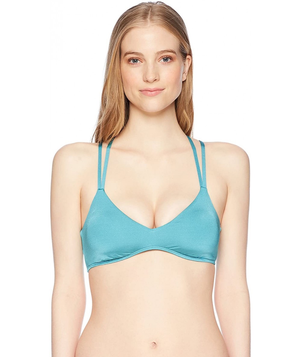 Tops Women's Solid Strappy Bralette Bikini Top - Teal - CW185QIIEYH $50.69