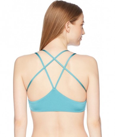 Tops Women's Solid Strappy Bralette Bikini Top - Teal - CW185QIIEYH $50.69