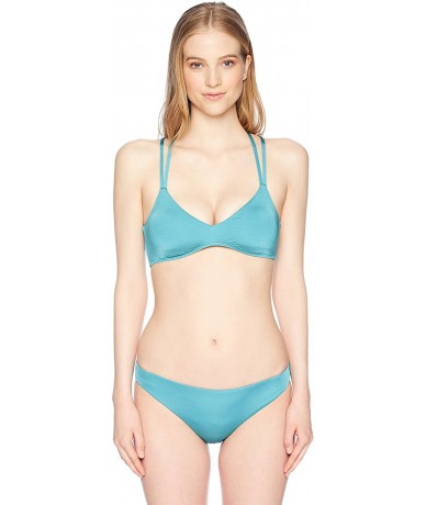 Tops Women's Solid Strappy Bralette Bikini Top - Teal - CW185QIIEYH $50.69