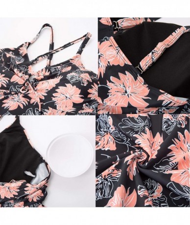 Tankinis Women's Plus Size Bathing Suits 2 Piece Tankini Swimsuits for Women with Shorts - Floral 3 - CV1972E9S03 $53.84