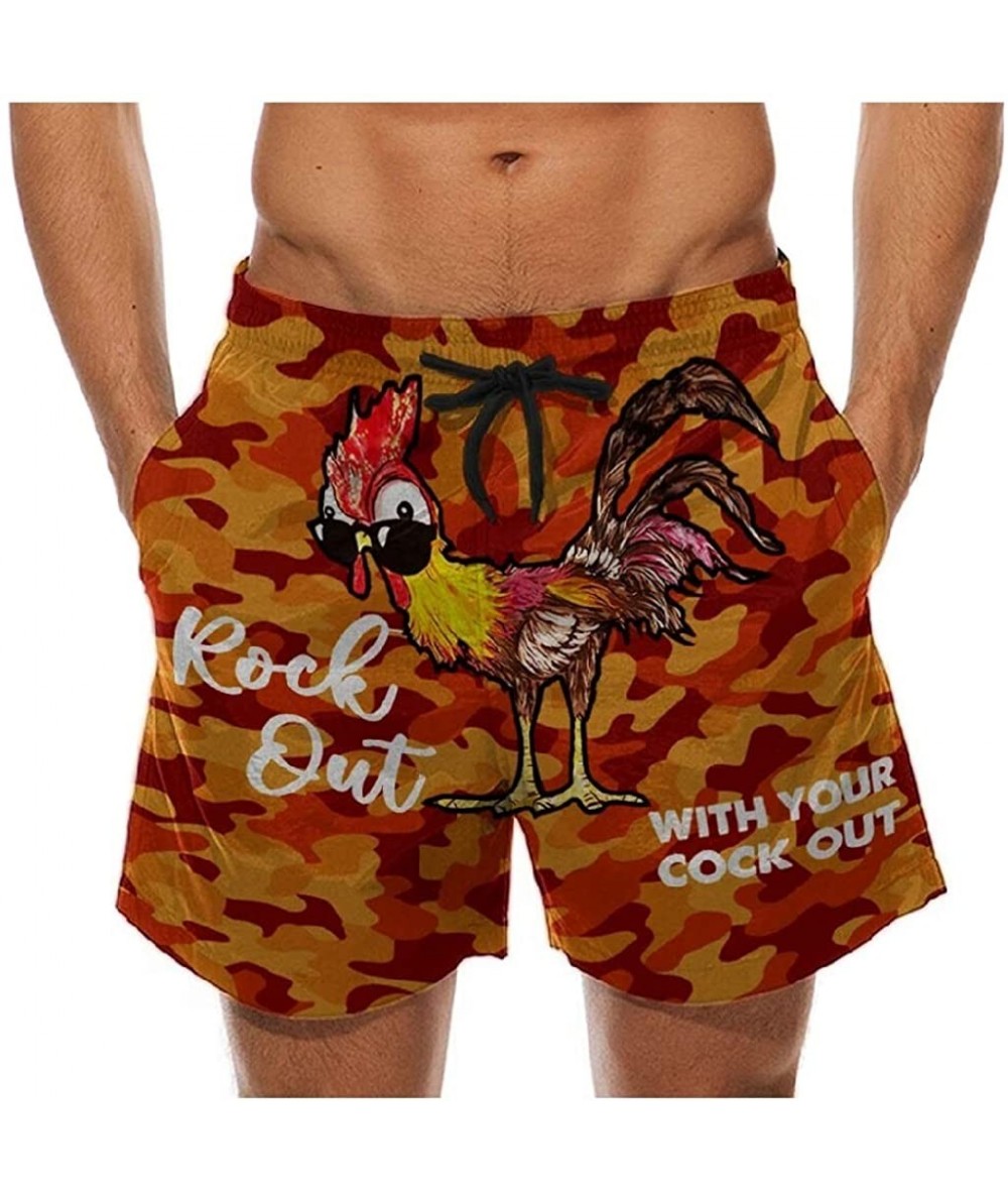 Trunks Come Here- L'll Pour You Some Beer- Rock Out with Your Cock Out- Turkey Swimming Trunks Mens Swim Shorts - Red - CG19D...