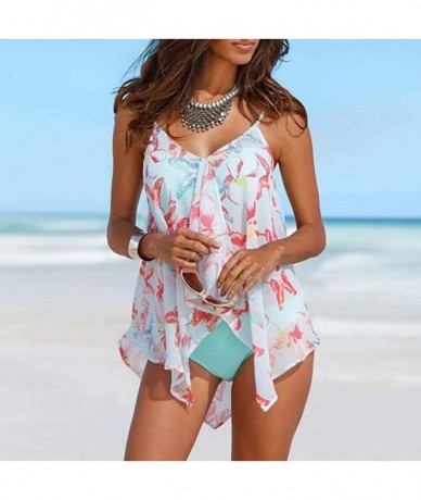 Sets Loose Bandeau Tankini Set Women's Sexy Bandeau Tankinis Solid Halter Two Piece Swimsuits - Pink-c - C81908Q3DL3 $53.01