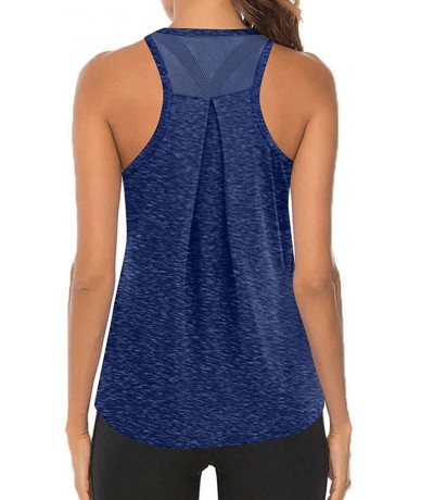 Tops Women Workout Tops Mesh Racerback Tank Yoga Shirts Gym Clothes - K-dark Blue - C7190ZXH3L6 $24.11