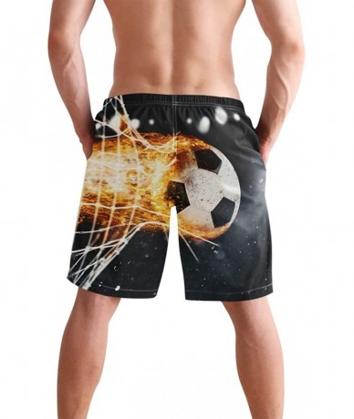 Board Shorts Men's Swim Trunks Wrestle Like You Mean It Quick Dry Beach Board Shorts with Pockets - Fire Soccer Ball - CC18QQ...