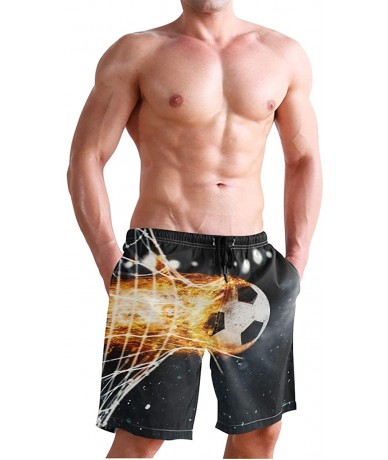 Board Shorts Men's Swim Trunks Wrestle Like You Mean It Quick Dry Beach Board Shorts with Pockets - Fire Soccer Ball - CC18QQ...